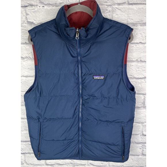 PATAGONIA Men's Navy Red Reversible Bivy Down Vest - Picture 6 of 7